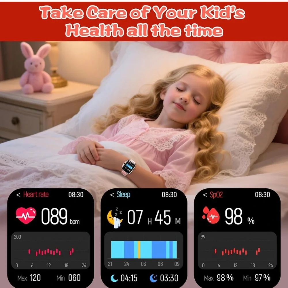 Smartwatch for kids girls age 5-12, AI functions games HD touch screen watches